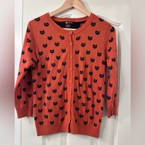 Cat Halloween cardigan black and orange Ye Mak